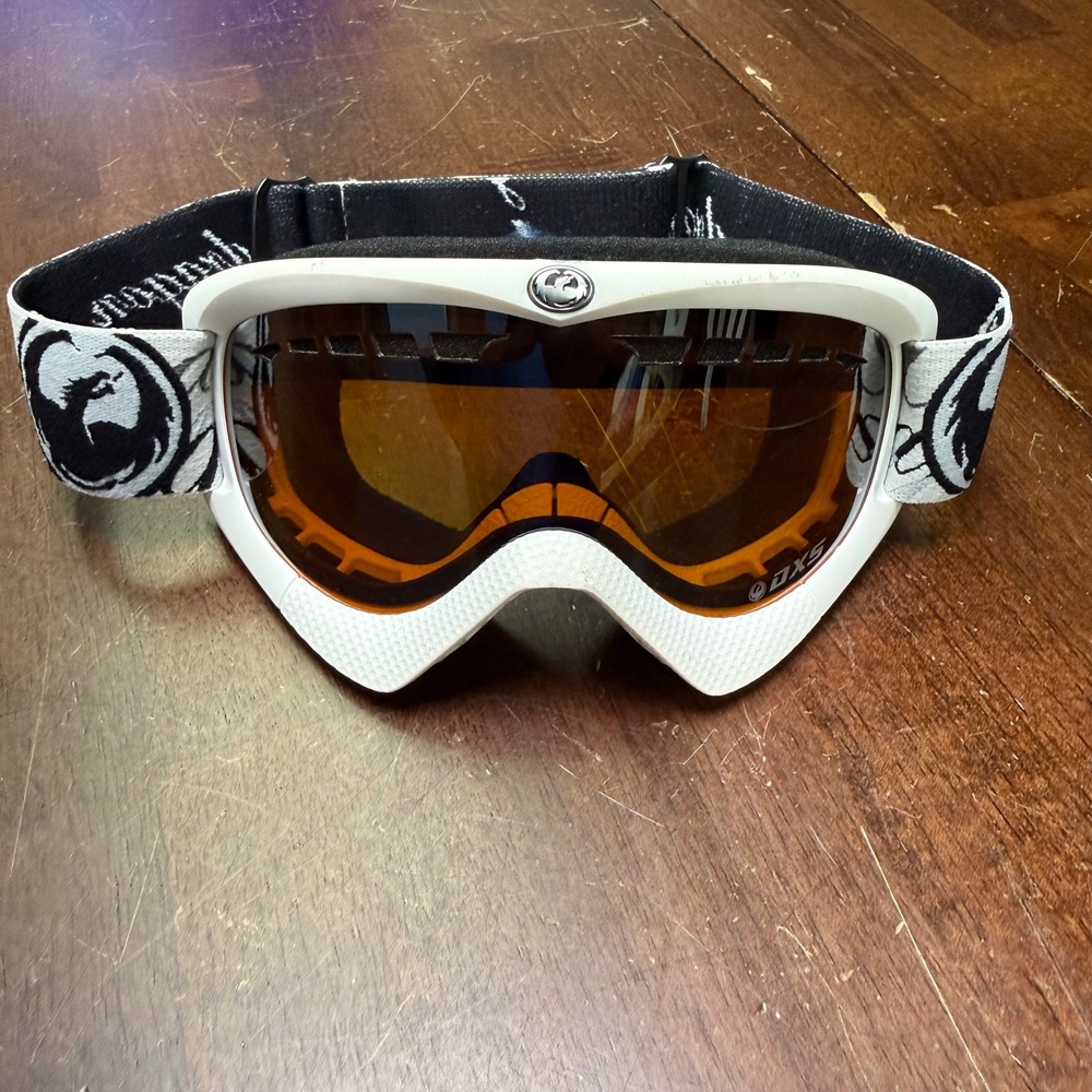 Dragon DXS Snow Goggles Unisex OS White‎ Amber Lens Logo Strap